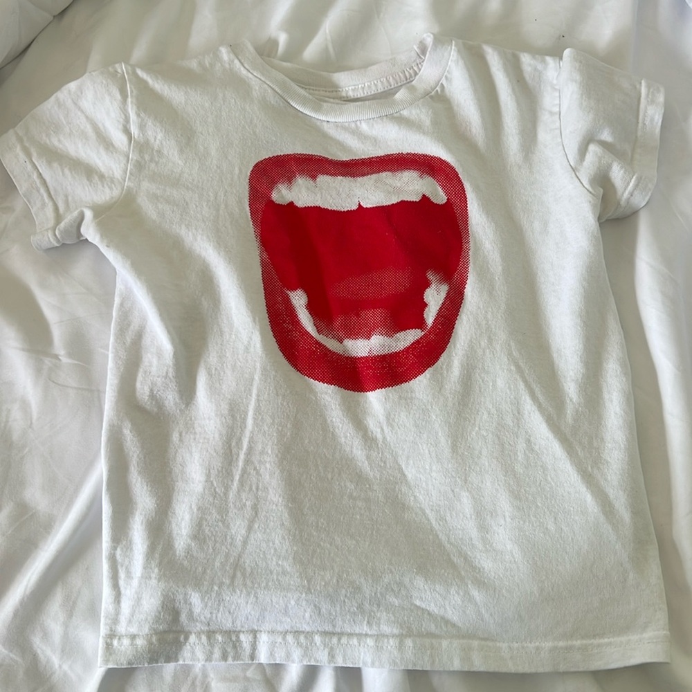 Red mouth White Baby Tee